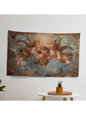 Rokoko Tarzı Resim  Duvar Örtüsü -  Pamuk Sırt, Canlı Renkler, Hafif Kumaş - Oturma Odası,