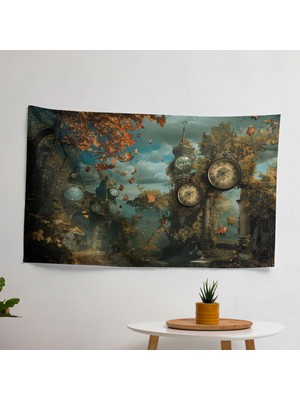 Gerçeküstü Bahçe Rüyası Duvar Örtüsü -  Pamuk Sırt, Polyester Ön - Canlı Renkler ve Süblimasyon