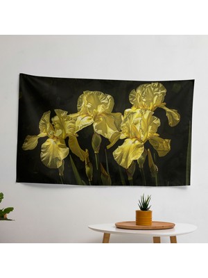 Vincent Van Gogh Süsen Kanvas Tablo Duvar Örtüsü - Canlı Ranforce Kumaş - Yatak Odası, Oturma