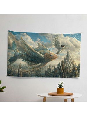 Sürrealizm Sanatı  Duvar Örtüsü - Canlı Renkler, Hafif Kumaş Duvar Sanatı