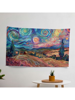Renkli Girdaplar Van Gogh Duvar Sanatı - Canlı Süblimasyon Baskı Duvar Örtüsü