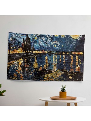 Rhone Üzerinde Yıldızlı Gece  Duvar Sanatı Dekoratif Örtü