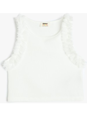 Koton Fırfır Detaylı Ribanalı Bisiklet Yaka Crop Atlet