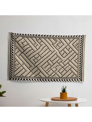 Minimalist Türk Halısı  Duvar Sanatı Kumaş Duvar Örtüsü - Canlı Renkler, Süblimasyon Baskı,