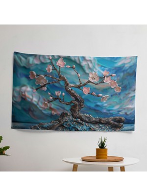 Vincent Van Gogh Badem Çiçeği Duvar Örtüsü - Süblimasyon Baskılı Canlı Ranforce Kumaş - Yatak