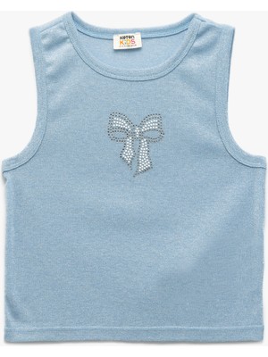 Koton Pamuklu Slim Fit Bisiklet Yaka Kolsuz Fiyonk Detaylı Crop Atlet