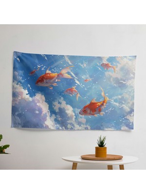 Sürrealizm Sanat  Duvar Örtüsü -  Pamuk Arka, Polyester Ön - Canlı Renkler - Hafif Kumaş