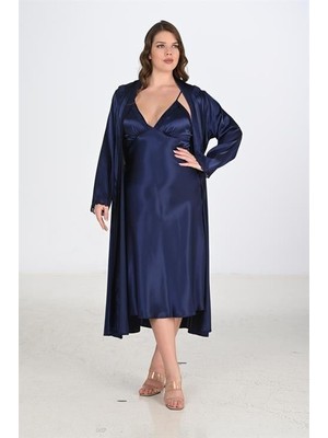 Aria's Closet 2li Lacivert Sabahlık Takımı Bigsize 6225