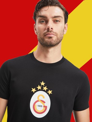 Galatasaray Lisanslı 5 Yıldızlı Siyah Özel Tişört