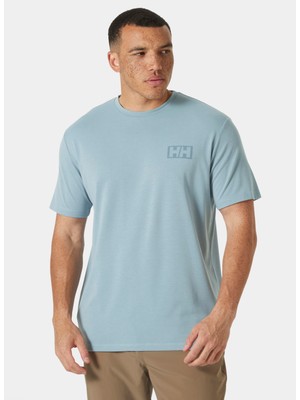 Helly Hansen HHA.63082_HELLY Hansen Skog Recycle Açık Mavi Bisiklet Yaka Normal Düz Erkek T-Shirt