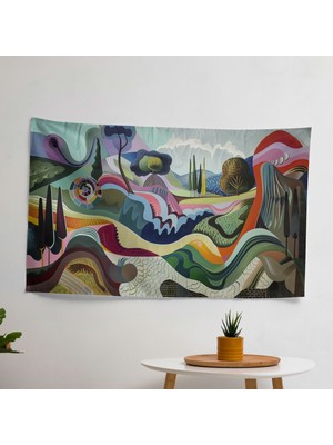 Painted Anarchy Modern Soyut Picasso Duvar Örtüsü -  Pamuk Sırt ve Polyester Ön - Canlı Renkler - Süblimasyon