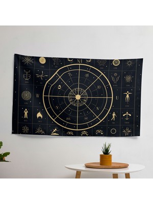 Painted Anarchy Minimalist Burç Sembolleri Duvar Örtüsü -  Pamuk Sırt, Polyester Ön - Ranforce Kumaş -