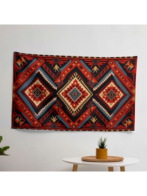 Painted Anarchy Geometrik Türk Halısı Canlı Renklerle Modern Sanat Duvar Örtüsü -  Pamuk Sırtlı, Süblimasyon