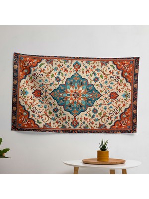 Painted Anarchy Türk Halı Desenli Duvar Örtüsü, Arkası  Pamuk, Önü Polyester, Ranforce Kumaş, Canlı Renkler