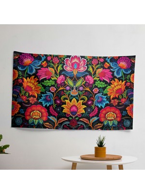 Painted Anarchy Türk Halısı  Duvar Örtüsü -  Pamuk Sırtlı, Canlı Renkler, Süblimasyon Baskı