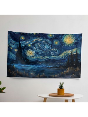 Painted Anarchy Vincent Van Gogh Yıldızlı Gece Gökyüzü Duvar Sanatı - Canlı Süblimasyon Baskılı Modern Hafif