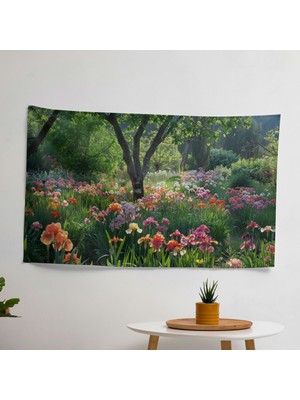 Büyüleyici Süsen Bahçe Duvar Örtüsü -  Pamuk Sırt, Polyester Ön - Canlı Süblimasyon Baskı
