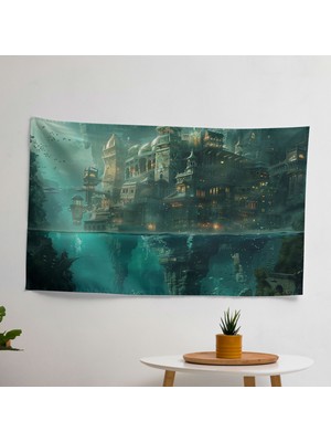 Fantastik Sualtı Şehri  Duvar Örtüsü - Yatak Odası, Oturma Odası Veya Yurt Için Canlı Ranforce