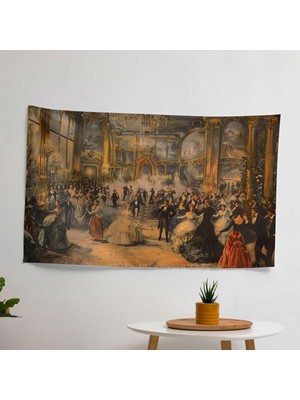 Rokoko Tarzı Resim  Duvar Örtüsü - Canlı Süblimasyon Baskı,  Pamuk Sırtlı, Modern Sanat