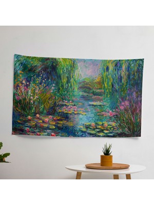 Empresyonist Bahçe Sahne Duvar Örtüsü -  Pamuk Sırt, Polyester Ön - Canlı Renkler, Hafif