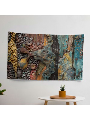 Soyut  Duvar Örtüsü - Canlı Renkler, Ranforce Kumaş - Modern Ev Dekorasyonu ve Sanat Örtüsü