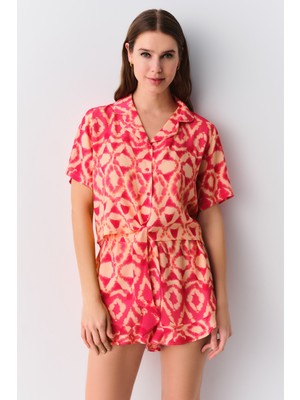 Suwen Perla Gömlek Yaka Şort Pijama Takımı