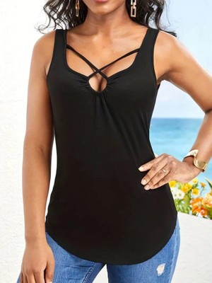 Alinn Butikk Kadın Önden Çapraz Detay Şerit Askılı Viskon Bluz