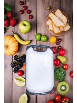 1 Adet Plastik, Kaydırmaz, Kesme Panosu/ Kesme Tahtası Gri&beyaz 31X20