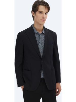 Siyah Desenli Modern Fit Ceket