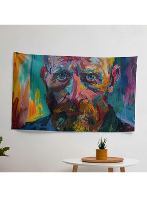 Vincent Van Gogh Otoportre Kumaş Duvar Örtüsü -  Pamuk Sırt, Canlı Renkler, Süblimasyon