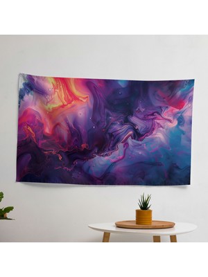 Painted Anarchy Soyut Sanat Duvar Dekorasyonu Örtü - Süblimasyon Baskılı Canlı Ranforce Kumaş - Yatak Odası,