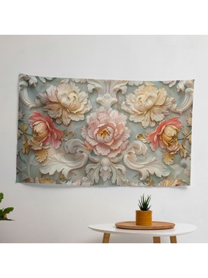 Rokoko Tarzı  Duvar Sanatı - Süblimasyon Baskılı Canlı Ranforce Kumaş Duvar Örtüsü