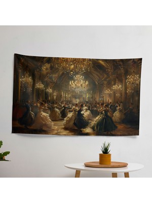 Rokoko Tarzı Resim Duvar Örtüsü - %100 Pamuk Sırt, Polyester Ön - Canlı Renkler, Süblimasyon