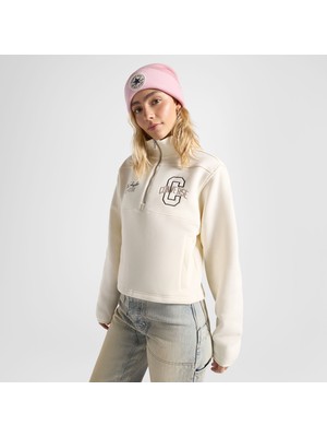 Converse Classic Kadın Yarım Fermuarlı Krem Sweatshirt