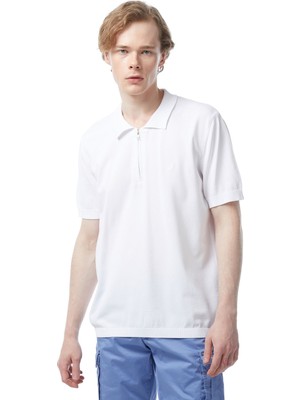 Nautica Erkek Beyaz Classic Fit Kısa Kollu Triko