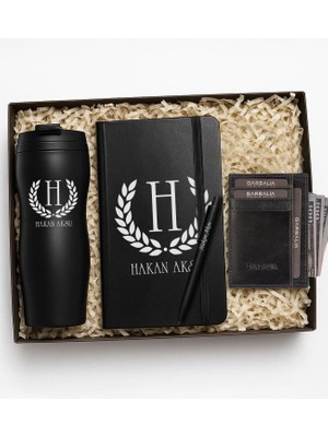 Bk Gift Kişiye Özel Isimli Siyah Termos, Defter, Garbalia Kartlık Cüzdan, Tükenmez Kalem Hediye Seti-1 | Babalar Günü Hediyesi, Yeni Iş Hediyesi, Öğretmene Hediye