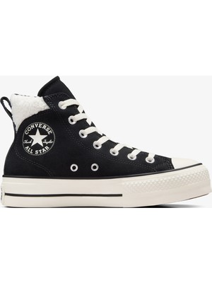 Converse Chuck Taylor All Star Puff Lift Unisex Siyah Deri Platform Sneaker