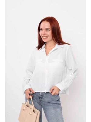 Passense Cepli Uzun Kol Gömlek - Beyaz