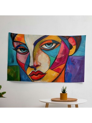 Painted Anarchy Modern Pablo Picasso Tarzı Duvar Örtüsü - Canlı Renkler, Yatak Odası, Oturma Odası ve Yurt