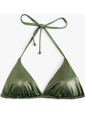 Koton Ince Askılı Parlak Üçgen Bikini Üstü