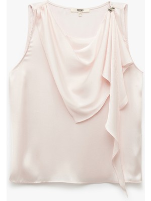 Koton Kolsuz Şal Yaka Aksesuar Detaylı Saten Bluz