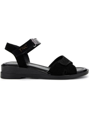 Tamer Tanca Kadın Hakiki Deri Siyah Süet Topuklu Sandalet 878 K7 Bn Sndlt Y25 Sıyah Suet