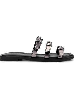 Tamer Tanca Kadın Hakiki Deri Siyah/antrasit Düz Terlik 878 25-1 Bn Trlk Y25 Sıyah/antrasıt