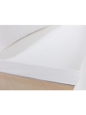 Madame Coco Sibyla Çift Kişilik %100 Pamuk Saten Düz Çarşaf - Beyaz