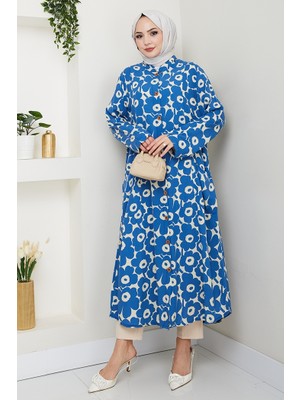 İlkimay.com Cepli Dokuma Viskon Tunik 1505 - Indigo