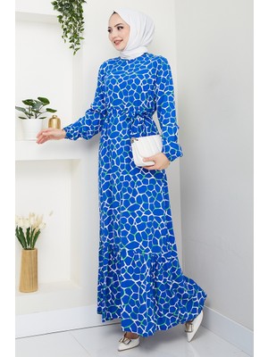 İlkimay.com Lessa Dokuma Viskon Elbise 1475 - Indigo