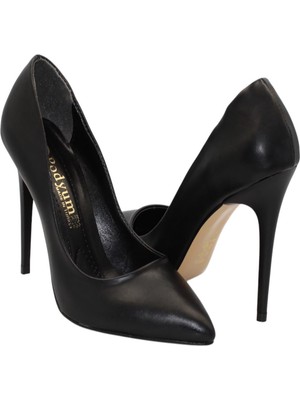 Celira Siyah Cilt Topuklu 10 cm Kadın Stiletto Ayakkabı