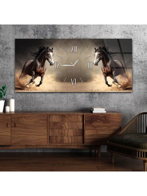 Marpanya Yatay Ortadan Saatli  Sanat ve Doğa Temalı Cam Tablo YSOS049