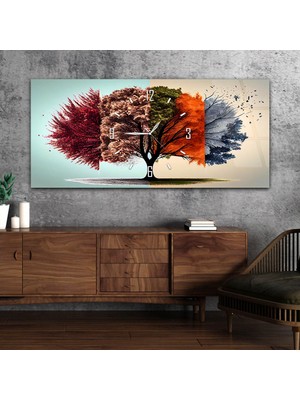 Marpanya Yatay Saatli Ortadan Sanat Temalı Cam Tablo YSOS120