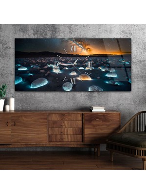 Marpanya Yatay Ortadan Saatli  Sanat ve Doğa Temalı Cam Tablo YSOS104